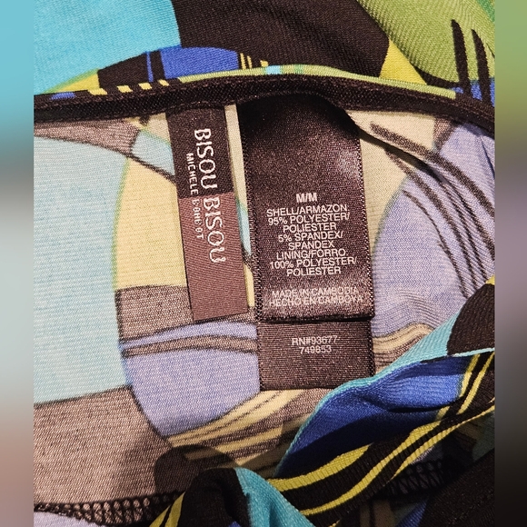 Bisou Bisou Blue Green Colorful Black Rhinestone Dress Tank Top Medium - Picture 4 of 5